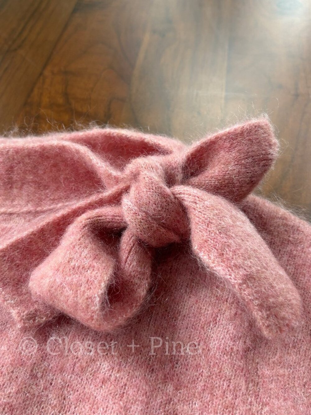 Sezane Zita Jumper Sweater Rosewood Pink Size Small Tie Neck Bow Detail - Picture 7 of 15